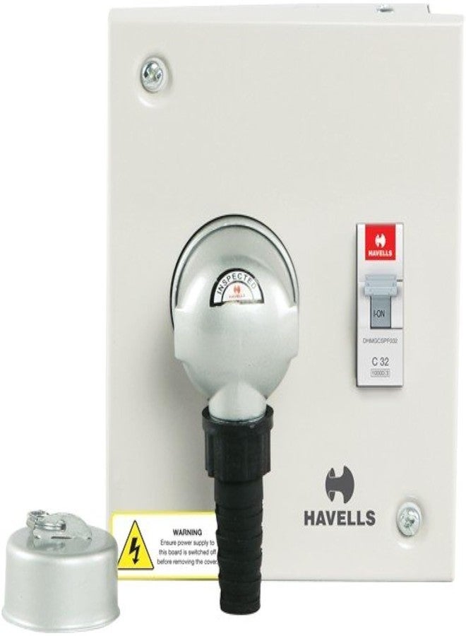 هافلز لوحة توزيع كهربائية من هافيلز يوتيليتي DB P/S 20A DP ذات قابس ومقبس معدني (رمادي) - Image 1